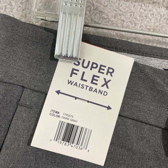 NEW Haggar Mens 32x34 Dark Gray Super Flex Waistband Slim Straight Dress Pants - Picture 4 of 8